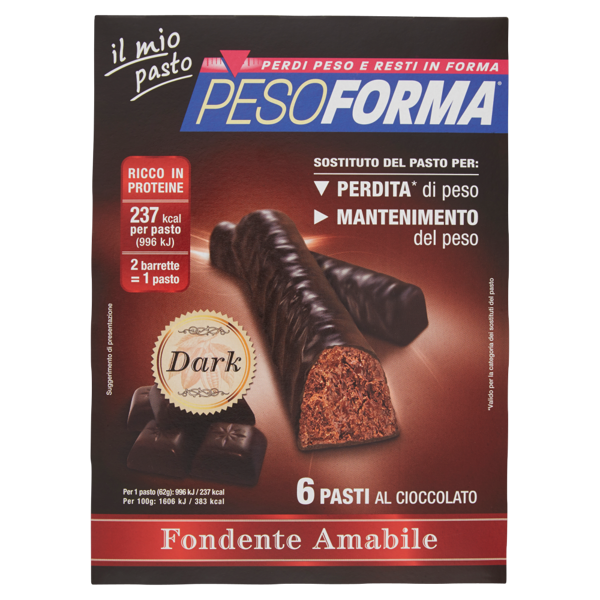 Image of Pesoforma il mio pasto Barrette al cioccolaro Fondente Amabile Dark 12 x 31 g 1230846