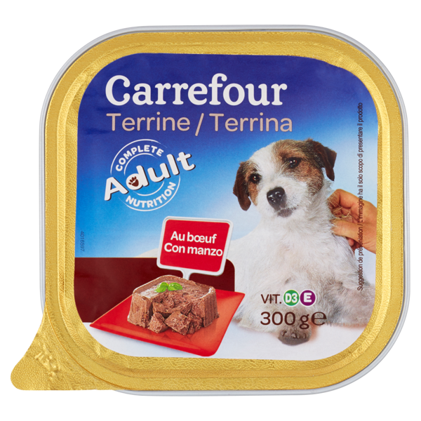 Image of Carrefour Adult Terrina con manzo per cani 300 g 1062967