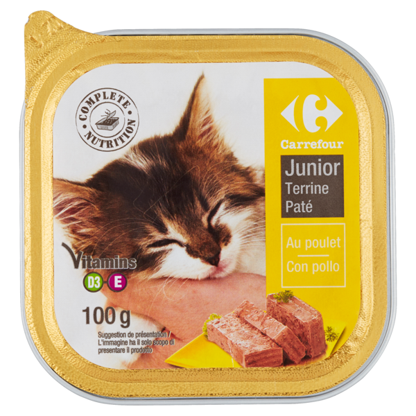 Image of Carrefour Junior Terrine Paté con pollo per gatti 100 g 905895
