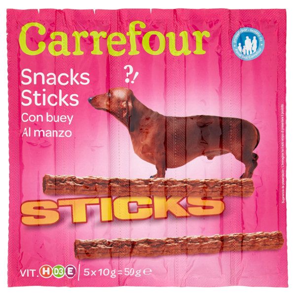 Image of Carrefour Snacks Sticks al manzo per cani 5 x 10 g 1004886