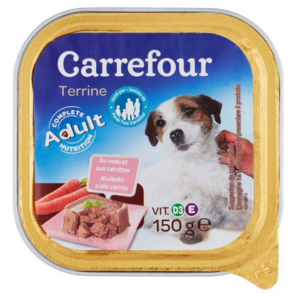 Image of Carrefour Adult Terrine al vitello e alle carote per cani 150 g 918987