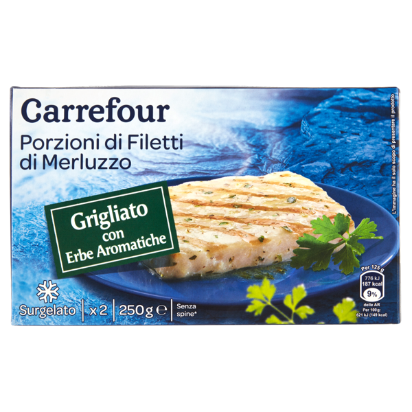 Image of Carrefour Porzioni di Filetti di Merluzzo Grigliato con Erbe Aromatiche Surgelato x 2 250 g 1139675