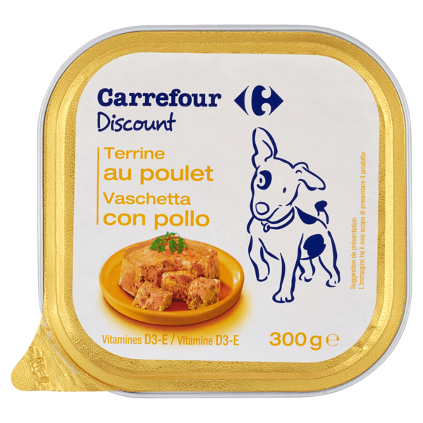 Image of Carrefour Discount Vaschetta con pollo per cani 300 g 1336559