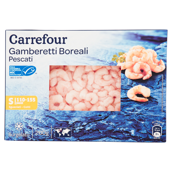 Image of Carrefour Gamberetti Boreali Pescati Surgelato 200 g 1576154