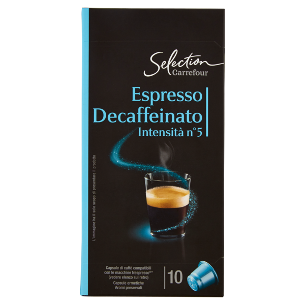 Image of Carrefour Sélection Espresso Decaffeinato Intensità n°5 10 Capsule 52 g 1608079