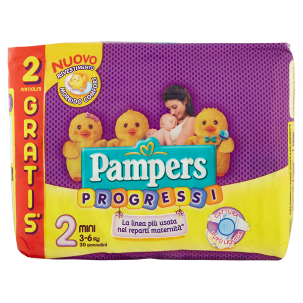 Image of Pampers Progressi 2 mini 3-6 Kg 30 pannolini 1373686