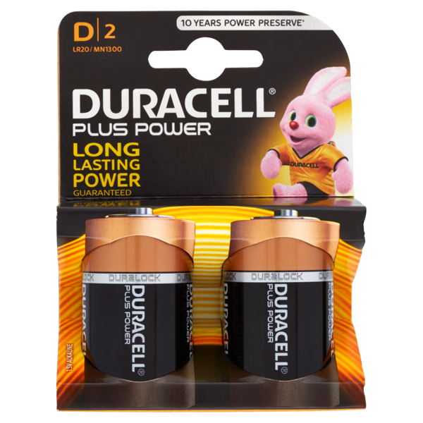 Image of Duracell Plus Power D LR20 / MN1300 1.5V Alkaline 2 pile 1473330