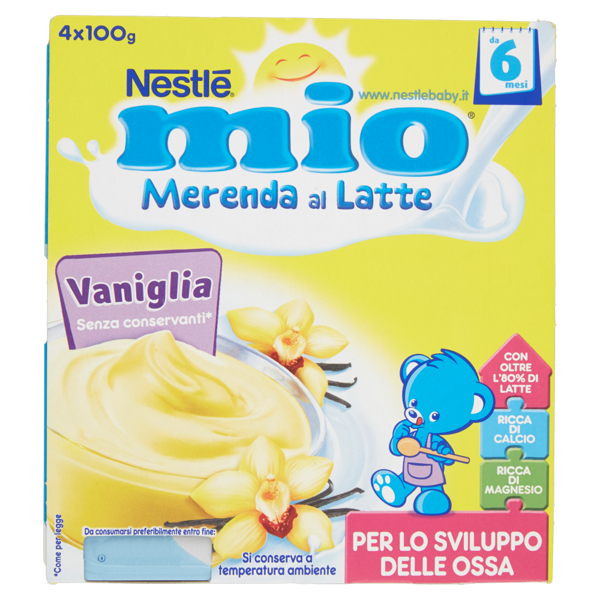 Image of NESTLÉ MIO Merenda al Latte Vaniglia da 6 mesi 4 vasetti plastica da 100g 1307685