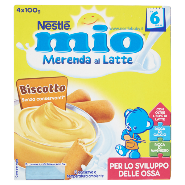 Image of NESTLÉ MIO Merenda al Latte Biscotto da 6 mesi 4 vasetti plastica da 100g 1307682