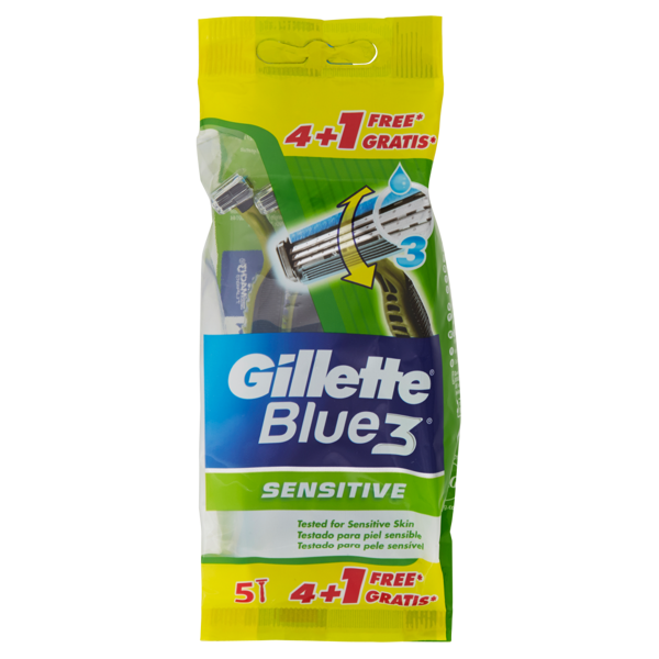 Image of Gillette Blue3 Sensitive Usa&Getta - 4 rasoi + 1 in omaggio 1312579