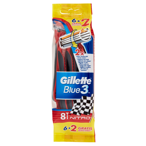 Image of Gillette Blue3 Nitro Usa&Getta - 6 rasoi + 2 omaggio 1465058