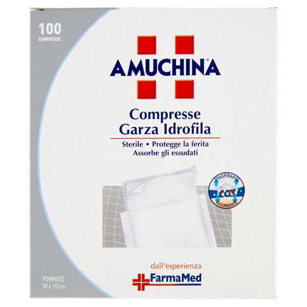 Image of Amuchina Compresse Garza Idrofila 100 Compresse Formato 10 x 10 cm 1173102