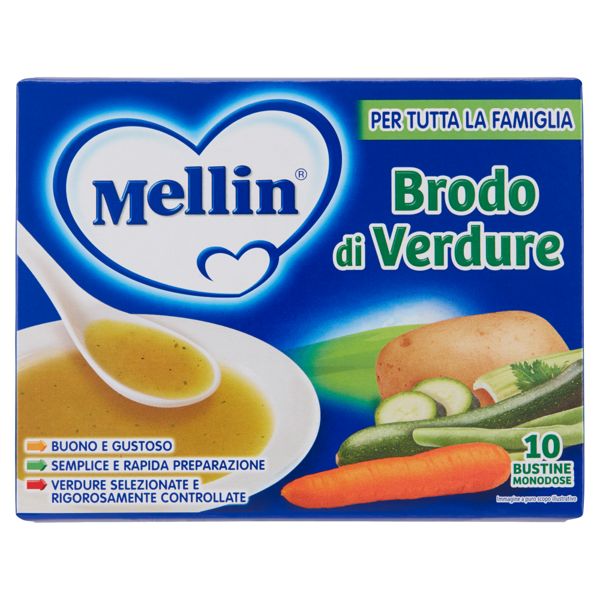 Image of Mellin Brodo di verdure 10 bustine monodose 80 g 1094649
