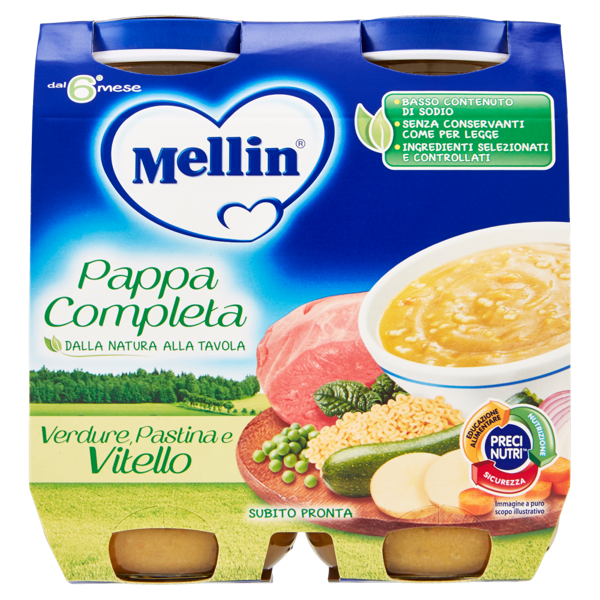 Image of Mellin Pappa Completa Verdure, Pastina e Vitello 2 x 250 g 1064263