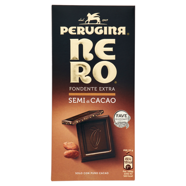 Image of NERO PERUGINA Fondente Extra Semi di Cacao Tavoletta di cioccolato fondente con semi di cacao 100g 1060855