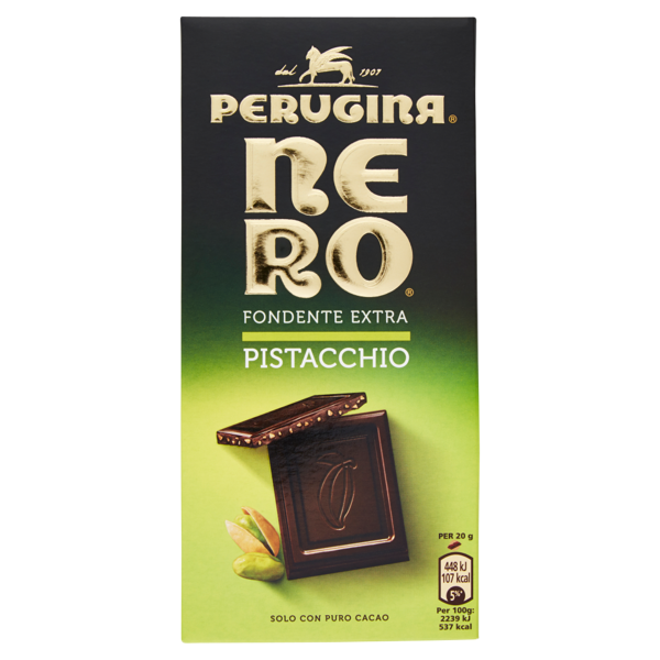 Image of NERO PERUGINA Pistacchio tavoletta di cioccolato fondente con granella di pistacchio 100g 1434646