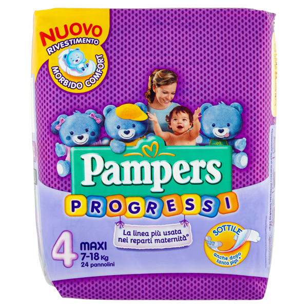 Image of Pampers Progressi 4 maxi 7-18Kg 24 pannolini 804186
