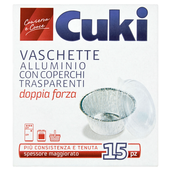 Image of Cuki Conserva e Cuoce Vaschette alluminio con coperchi trasparenti 1porzione - 15 pz (T21) 203526