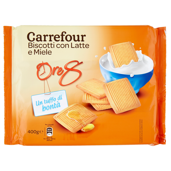 Image of Carrefour Ore 8 Biscotti con Latte e Miele 400 g 792517