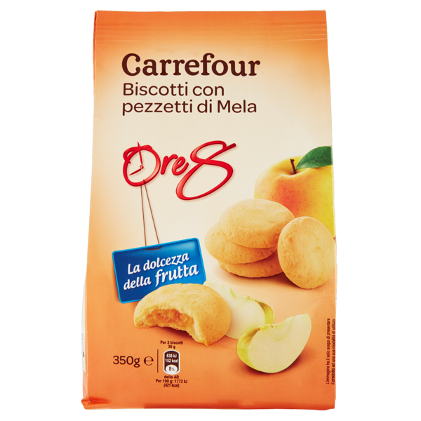 Image of Carrefour Ore 8 Biscotti con pezzetti di Mela 350 g 799272