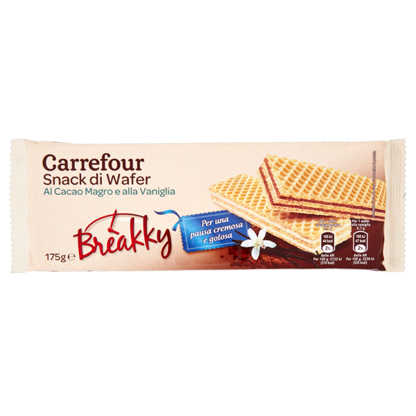 Image of Carrefour Breakky Snack di Wafer al Cacao Magro e alla Vaniglia 175 g 872777