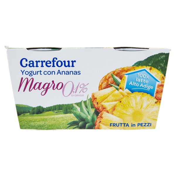 Image of Carrefour Yogurt con Ananas Magro 0,1% di Grassi Frutta in Pezzi 2 x 125 g 874024