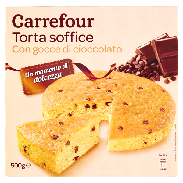 Image of Carrefour Torta soffice con gocce di cioccolato 500 g 979511
