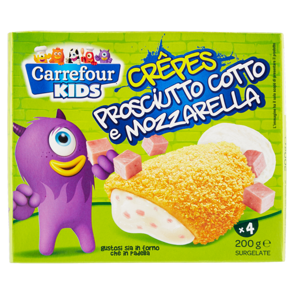 Image of Carrefour Kids Crêpes Prosciutto Cotto e Mozzarella Surgelate 4 x 50 g 935172