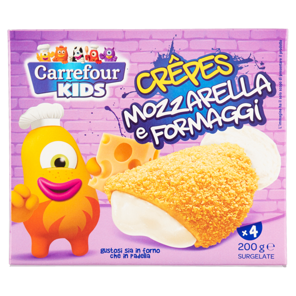 Image of Carrefour Kids Crêpes Mozzarella e Formaggi Surgelate 4 x 50 g 1141703
