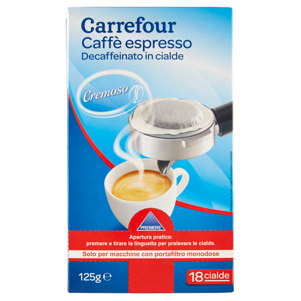 Image of Carrefour Caffè espresso decaffeinato in cialde cremoso 18 x 6,95 g 1263123