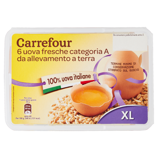 Image of Carrefour 6 uova fresche categoria A da allevamento a terra XL 1344569