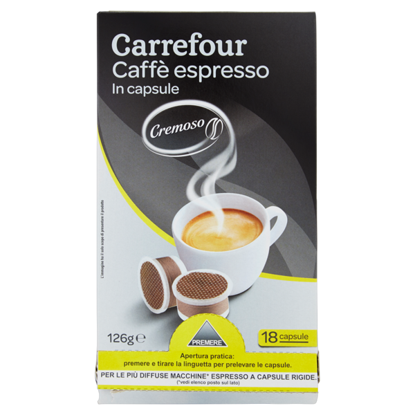 Image of Carrefour Caffè espresso in capsule Cremoso 18 x 7 g 1381447
