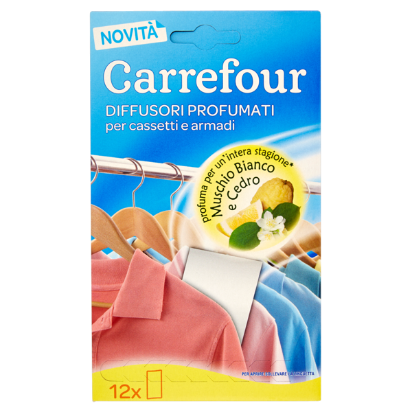 Image of Carrefour Diffusori profumati per cassetti e armadi Muschio Bianco e Cedro x12 1435079