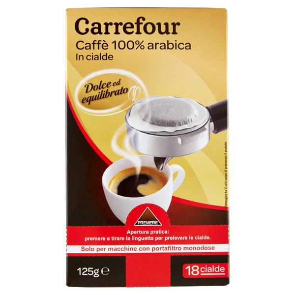 Image of Carrefour Caffè 100% arabica in cialde dolce ed equilibrato 18 x 6,95 g 1506450