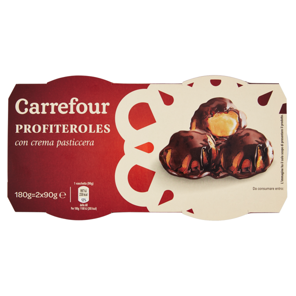 Image of Carrefour Profiteroles con crema pasticcera 2 x 90 g 1530307