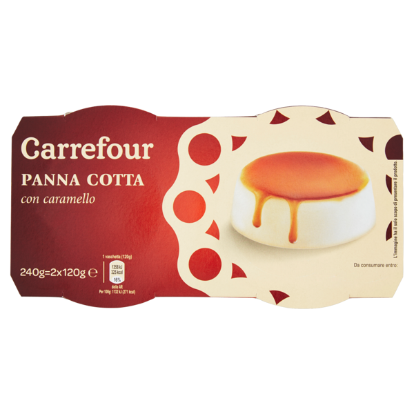 Image of Carrefour Panna cotta con caramello 2 x 120 g 1530308