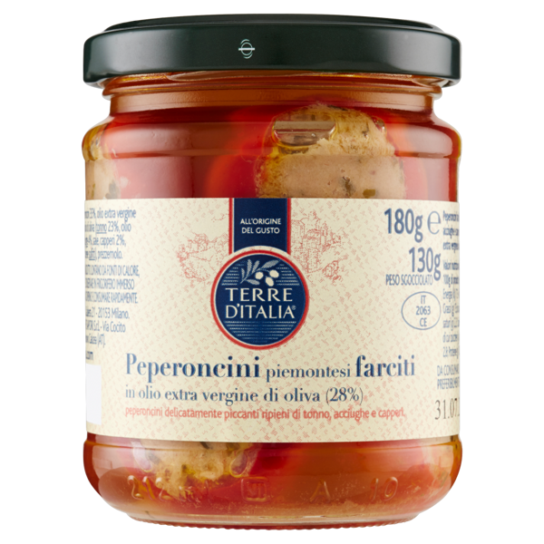 Image of Terre d'Italia Peperoncini piemontesi farciti in olio extra vergine di oliva (28%) 130 g 792805