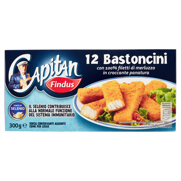Image of Capitan Findus 12 Bastoncini con 100% filetti di merluzzo in croccante panatura 300 g 1563245