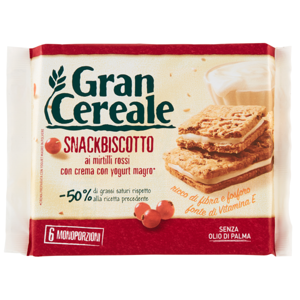 Image of Gran Cereale Snackbiscotto ai mirtilli rossi con crema con yogurt magro* 180 g 1443065