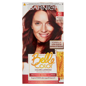 Garnier Belle Color Colore Luminoso, Tinta per Capelli Bianchi 51 Mogano Scuro Naturale