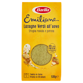 Barilla Emiliane Pasta all'uovo Lasagne verdi all'uovo sfoglia ruvida e porosa 500g