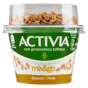 ACTIVIA Mix&Go con Probiotico Bifidus, Yogurt con Granola e Miele, 170g