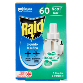 Raid Liquido Elettrico Ricarica, 60 Notti, Eucalipto, 36 ml