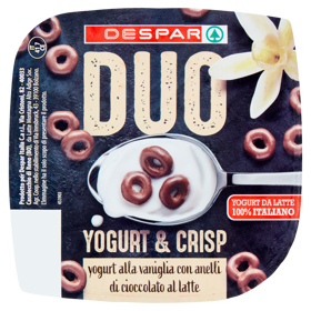 Despar Duo Yogurt & Crisp yogurt alla vaniglia con anelli di cioccolato al latte 150 g