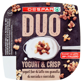 Despar Duo Yogurt & Crisp yogurt fior di latte con granella di nocciola e cioccolato 150 g