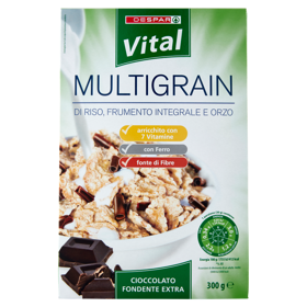 Despar Vital Multigrain di Riso, Frumento Integrale e Orzo Cioccolato Fondente Extra 300 g