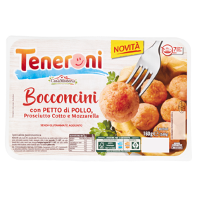 Casa Modena Teneroni Bocconcini con Petto di Pollo, Prosciutto Cotto e Mozzarella 2 x 80 g