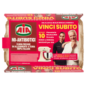 Aia No-Antibiotici* 6 Uova Fresche da Allevamento a Terra 100% Italiane 330 g