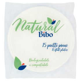 Natural Bibo piatti piani Biodegradabili e compostabili 15 pz