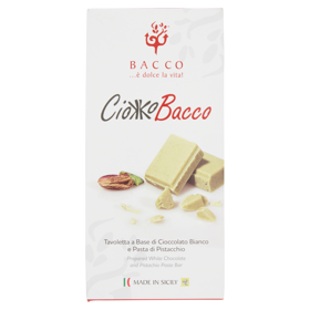 Bacco Ciokko Bacco Tavoletta a Base di Cioccolato Bianco e Pasta di Pistacchio 100 g